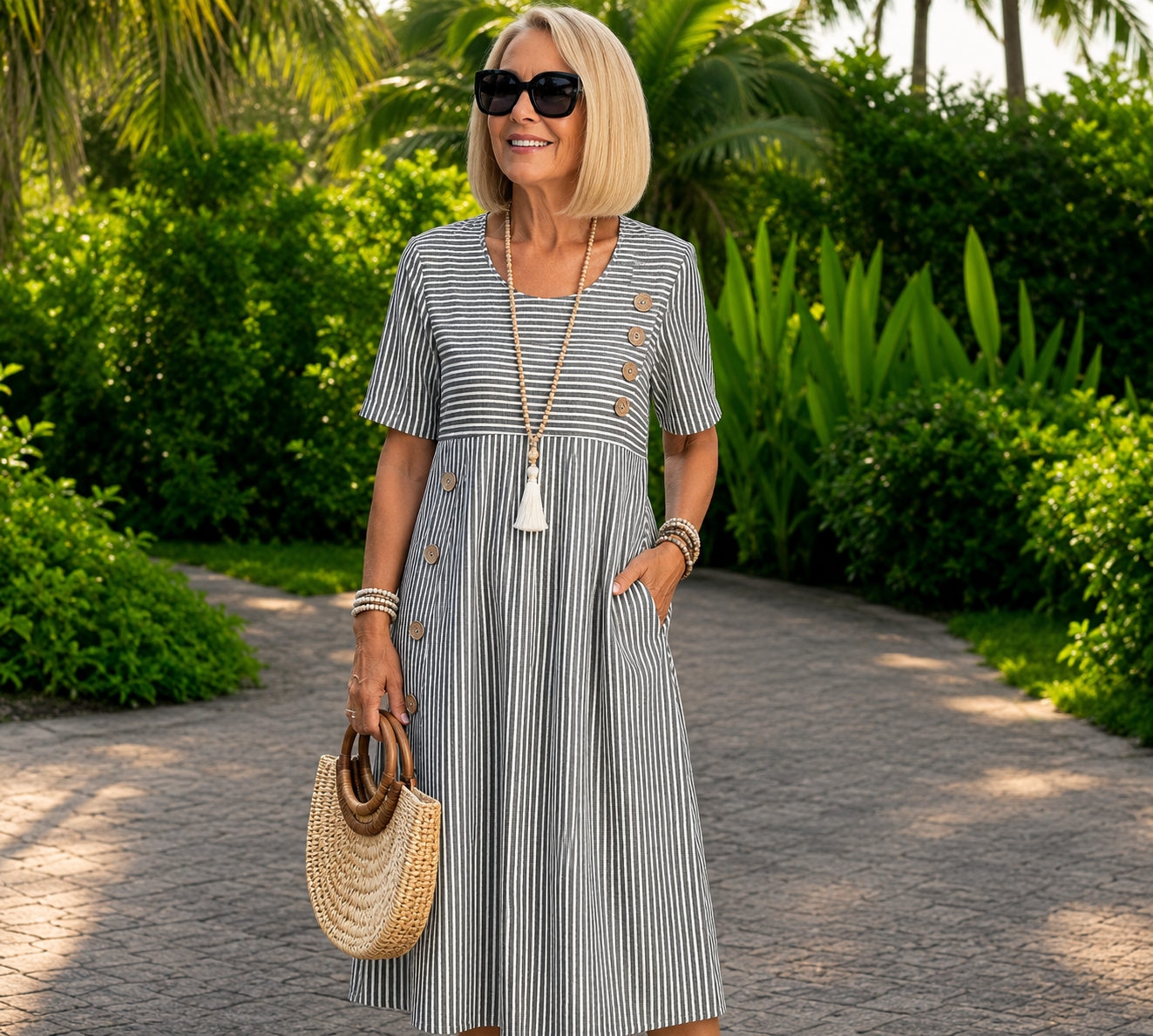 Julia | Striped Midi Dress