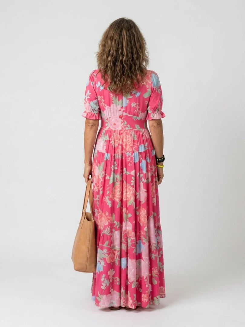 Viola | Floral V-Neck Midi Dress