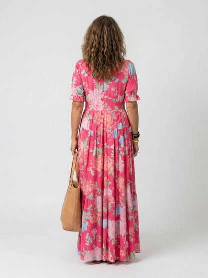 Viola | Floral V-Neck Midi Dress