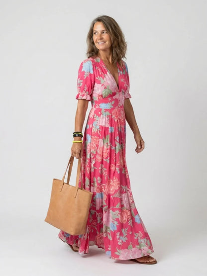 Viola | Floral V-Neck Midi Dress