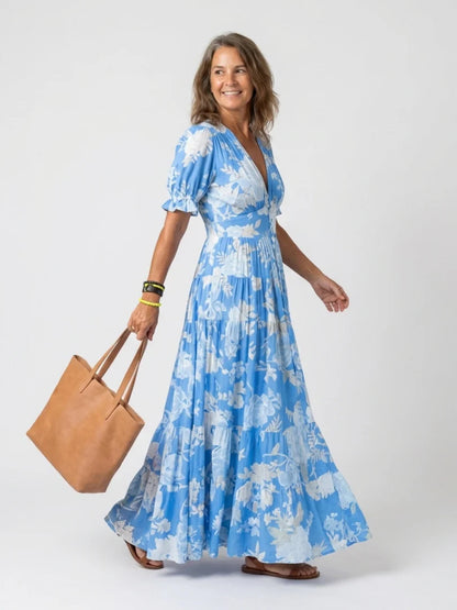 Viola | Floral V-Neck Midi Dress
