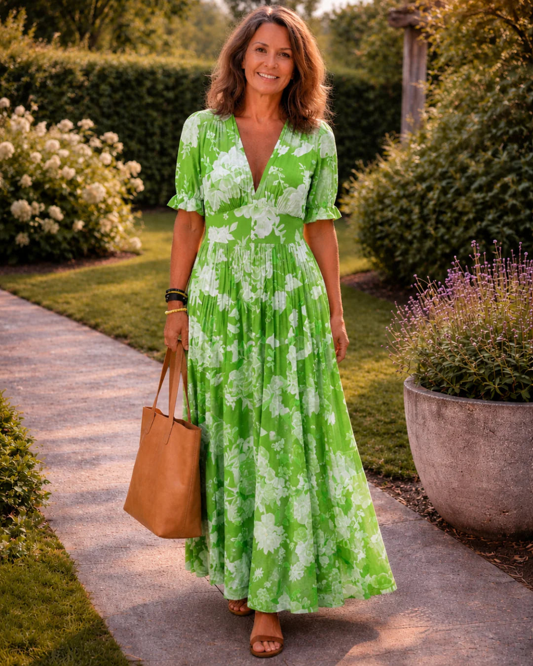 Viola | Floral V-Neck Midi Dress