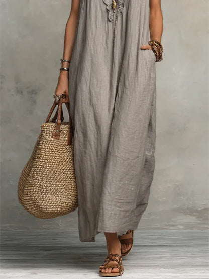 Serafina | Bohemian Linen Maxi Dress
