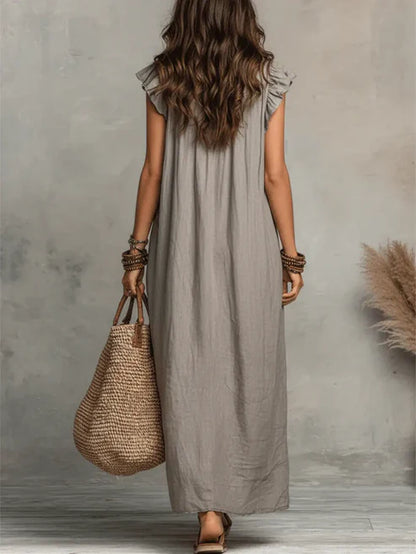 Serafina | Bohemian Linen Maxi Dress
