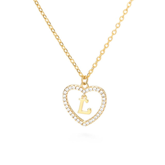 Mini CZ Heart Letter Necklace (Buy 1 Get 2 Free) Mix and Match