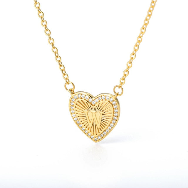 Mini Heart CZ Letter Necklace (Buy 1 Get 2 Free) Mix and Match