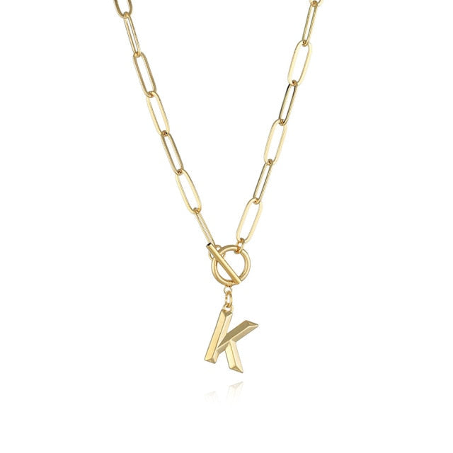 Clip Toggle Initial Necklace