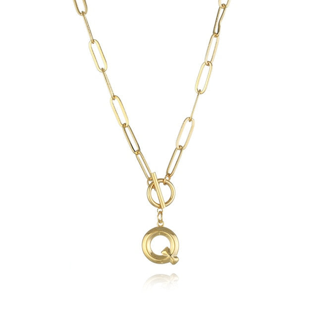 Clip Toggle Initial Necklace